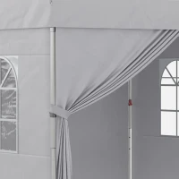 Outsunny Gazebo Pieghevole 3x3 m con Altezza Regolabile su 3 Livelli, Finestre e Borsa di Trasporto, Grigio Chiaro(m-9)