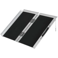 HOMCOM Rampe de Fauteuil Roulant Rampe de Chargement Rampe d'accès antidérapante Pliable avec Bordures de sécurité alu. Noir(m-12)