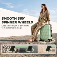 HOMCOM 56cm 41L Suitcase, Lightweight ABS Hard Shell Carry On Luggage with TSA Lock, Spinner Wheels, Telescopic Handle, Green(m-7)
