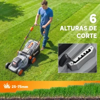 Outsunny Cortador de Relva a Bateria Sem Fios 18V com 2 Baterias de 4Ah, Largura de Corte de 34 cm e Função de Mulching, Motor 700 W(m-8)