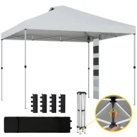 Outsunny Pavilion 3x3 m Pop-Up cu Buzunare, UPF 50+, cu Saci de Nisip și Geantă cu Roți(m-11)