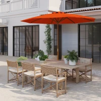 Outsunny 3m Wood Pole Parasol Umbrella - Orange(m-10)