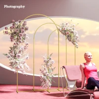 Outsunny Wedding Arch Frame Set, 2.2, 2, 1.8 m Metal Backdrop Stand Set of 3, Balloon Stand Set for Birthday Party, Bridal Shower, Graduation, Ceremony, Banquet Decorations, Gold Tone(m-9)