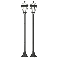 Outsunny Solar Gartenlaterne 2er Set, Wetterfeste Wegleuchte 129 cm hoch, mit LED, 6 Std. Beleuchtung, IP44, Solarlampe für Außen, Schwarz