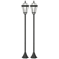 Outsunny Solar Gartenlaterne 2er Set, Wetterfeste Wegleuchte 129 cm hoch, mit LED, 6 Std. Beleuchtung, IP44, Solarlampe für Außen, Schwarz(m-1)