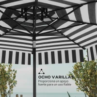 Outsunny Sombrilla de Jardín Inclinable Ø263 cm con Protección UV30+ Techo Doble Ventilado y Manivela para Patio Jardín y Piscina(m-8)
