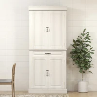 HOMCOM Credenza Cucina con 2 Armadietti e Cassetto in Stile Coloniale, 80x35x180cm Bianco(m-8)