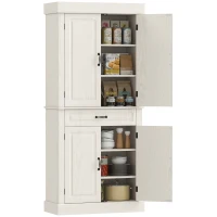 HOMCOM Credenza Cucina con 2 Armadietti e Cassetto in Stile Coloniale, 80x35x180cm Bianco(m-1)