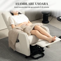 HOMCOM Fotoliu Electric cu Funcție de Ridicare și Înclinare, din Material Textil, cu Telecomandă și Buzunar Lateral, Bej(m-7)