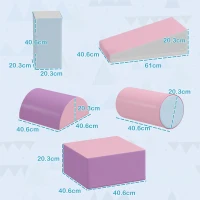 HOMCOM Set Construcții Moi pentru Copii 1-3 Ani cu 5 Blocuri Colorate din Piele Sintetică și Spumă Multicoloră(m-3)