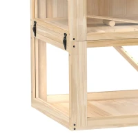PawHut Cage hamster rongeur à 3 niveaux fond amovible de 31 cm de profondeur cabane balançoire 80x50x76cm finition bois naturel(m-12)