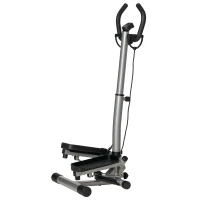 HOMCOM Stepper mit höhenverstellbarem Griff, LCD-Monitor und Elastikbändern, 55x53x118-128cm, Schwarz(m-8)