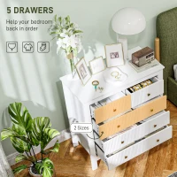 HOMCOM Elegant Chest of Five Drawers - White(m-4)
