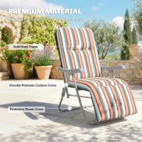 Outsunny Set of 2 Foldable Patio Sun Lounger with Adjustable Backrest and Cushion, Multicoloured(m-7)