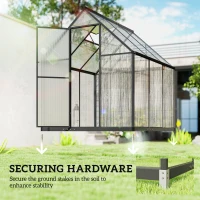 Outsunny 6 x 5.5ft Polycarbonate Greenhouse, Quick Setup Walk in Green House, Push Door, Adjustable Roof Vent, Rain Gutter, Black(m-6)
