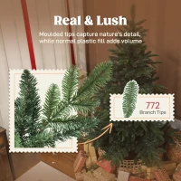 HOMCOM 5ft Artificial Christmas Tree with Realistic Branches, Easy Assembly - Green(m-5)