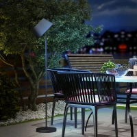 Outsunny Solarlampe, LED Stehleuchte, 3 Helligkeitsstufen, weißes/buntes Licht, Metallrahmen, Ø32 x 153 cm, Schwarz(m-10)