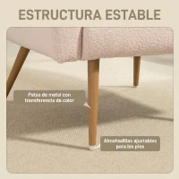 HOMCOM Sillón de Salón de Tela Teddy con Cojín Lumbar Desmontable Patas de Metal con Efecto Madera para Dormitorio Beige(m-5)