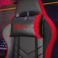 Vinsetto Cadeira Gaming Ergonómica Reclinável 135° de Couro PU com Suporte Lombar Altura Ajustável 65x65x129 cm Preto e Vermelho(m-8)