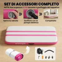 SPORTNOW Tappetino Gonfiabile Ginnastica 2.05 m con Pompa Elettrica e Borsa Trasporto(m-4)