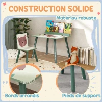 AIYAPLAY Table Enfant avec Chaise, Ensemble Table et Chaise en Bois pour Dessiner, Jouer, Étudier, Cadeau pour 3-8 Ans, Vert(m-6)