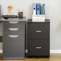 Vinsetto Caisson de bureau rangement sur roulettes dossier meuble armoire de bureau 2 tiroirs verrouillables en MDF panneaux de particules dim. 43L x 45l x 72H cm noir(m-13)
