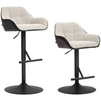 HOMCOM Set 2 Sgabelli Moderni con Schienale Braccioli Nero Grigio