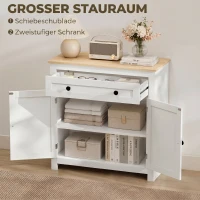 HOMCOM Sideboard Küchenschrank mit Schublade, Doppeltür, Verstellbarer Einlegeboden, für Wohnzimmer, 78,5 x 35 x 80 cm Weiß(m-4)
