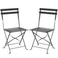 Outsunny Set di 2 Sedie da Giardino Pieghevoli con Seduta a Doghe(m-1)