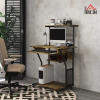 HOMCOM Multi-Storage Work Desk, with Sliding Keyboard Tray - Brown/Black(m-6)