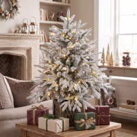 HOMCOM Árvore de Natal de Mesa 90 cm Pré-iluminada Nevada Artificial 70 LEDs de Branco Quente 488 Pontas Verde(m-4)