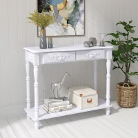 HOMCOM Table Console Table de drapier néo-rétro Multi-Rangement 84 x 33 x 71 cm Blanc(m-10)