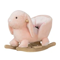 HOMCOM Cheval à Bascule Jouet à Bascule Lapin pour Enfants 18-36 Mois Fauteuil intégré Ceinture de sécurité Fonction sonore clapissement Rose(m-11)