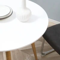 HOMCOM Modern Dining Table for 2 People, Round Kitchen Table, with Matte Top and Metal legs, Dining Room Living Room, White(m-8)
