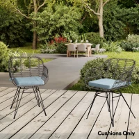 Outsunny Set of 6 Chair Cushion Seat Pads Dining Chair w/ Straps, Indoor Outdoor Removable Tie On Garden Patio, Light Grey(m-7)