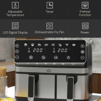 HOMCOM 8.5L Dual Basket Air Fryer, with Sync and Multi-Menu Cooking(m-7)