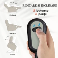 HOMCOM Fotoliu Electric cu Funcție de Ridicare și Înclinare, din Material Textil, cu Telecomandă și Buzunar Lateral, Bej(m-4)