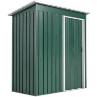 Outsunny Capanno Attrezzi con Tetto Inclinato e Porta Scorrevole, in Acciaio Zincato, 163x89x182 cm, Verde(m-1)