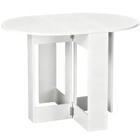 HOMCOM Mesa Plegable de Comedor Mesa de Cocina Plegable con 2 Alas Abatibles Mesa Plegable para 2-4 Personas 104x76x73,7 cm Blanco(m-1)