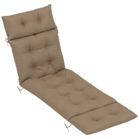Outsunny Sun Lounger Cushion Only, 190 x 56 x 10 cm Garden Lounge Chair Cushion, UPF20+ 220gsm Fabric, Thick Sunbed Replacement Pad with 6 Ties, Khaki(m-1)