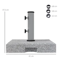 Outsunny Base per Ombrellone da 28kg in Granito con Maniglia Estensibile e Rotelle, 41x41x37.5cm, Grigio(m-3)