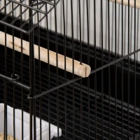 PawHut Metal Bird Cage with Plastic Swing Perch Food Container Tray Handle for Finch Canary Budgie 43.5 x 33 x 63 cm, Black(m-8)
