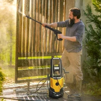 Outsunny 2200W High Pressure Washer, 170 Bar Pressure Washer with Adjustable Nozzle and 6M Hose, 33 x 31.5 x 80.5 cm, Yellow(m-10)