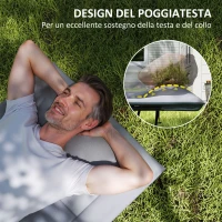 Outsunny Lettino da Campeggio Pieghevole per Adulti con Cuscino Integrato e Tasca Laterale, Grigio(m-4)
