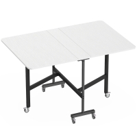 HOMCOM Mobiele klaptafel met 6 wielen en remmen, opvouwbare keuken-eettafel voor kleine ruimtes, wit