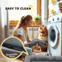 PawHut Dog Sofa Bed, Washable Pet Bed with Removable Cover and Non-Slip Bottom for Small, Medium and Large Dogs, Grey(m-7)