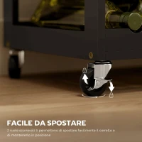 HOMCOM Carrello da Cucina in Legno con Portabottiglie, 3 Ante e Cassetto, 67x37x87 cm, Nero e Rovere(m-5)