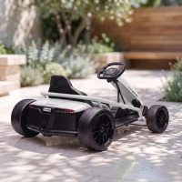 HOMCOM 24 V Elektrische Go-Kart voor Kinderen Tot 13 km/h Gokart met Driftfunctie, Drift-Kart met 2 motoren voor 8–12 jaar Wit(m-13)