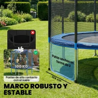 SPORTNOW Cama Elástica Exterior Ø244 cm Trampolín para Niños con Red de Seguridad Escalera y Acolchado de Muelles Azul(m-4)