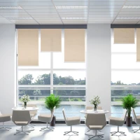 HOMCOM WiFi Smart Roller Blinds Work with TUYA App, Window Shade with Rechargeable Battery, Electric Shades Blind Easy Fit Home Office Living Room Bathroom Kitchen, Brown, 80cm x 180cm(m-2)